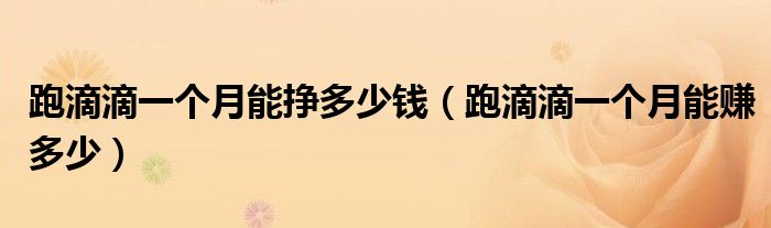 跑滴滴一個(gè)月能掙多少錢（跑滴滴一個(gè)月能賺多少）