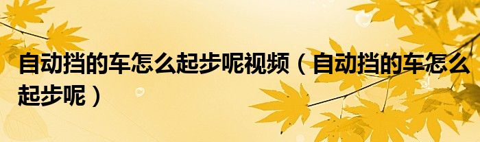 自動擋的車怎么起步呢視頻（自動擋的車怎么起步呢）