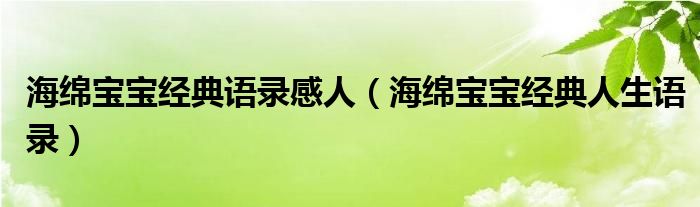 海綿寶寶經(jīng)典語錄感人（海綿寶寶經(jīng)典人生語錄）