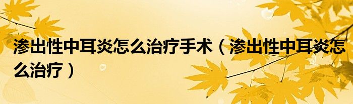 滲出性中耳炎怎么治療手術(shù)（滲出性中耳炎怎么治療）
