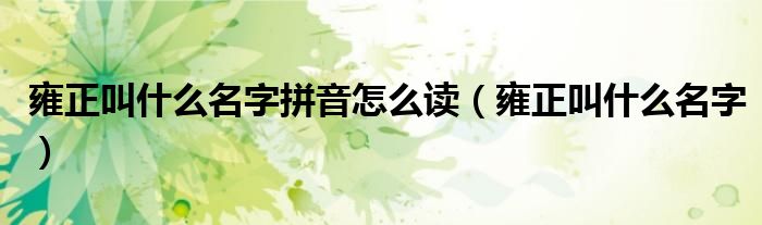 雍正叫什么名字拼音怎么讀（雍正叫什么名字）