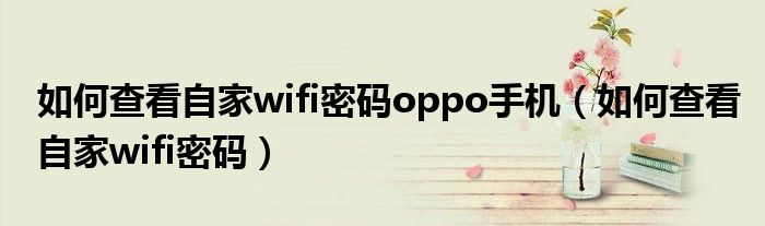 如何查看自家wifi密碼oppo手機(jī)（如何查看自家wifi密碼）