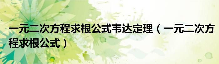 一元二次方程求根公式韋達定理（一元二次方程求根公式）