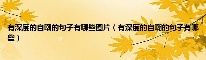 有深度的自嘲的句子有哪些圖片（有深度的自嘲的句子有哪些）