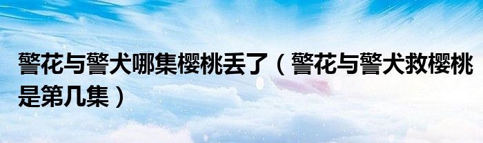 警花與警犬哪集櫻桃丟了（警花與警犬救櫻桃是第幾集）