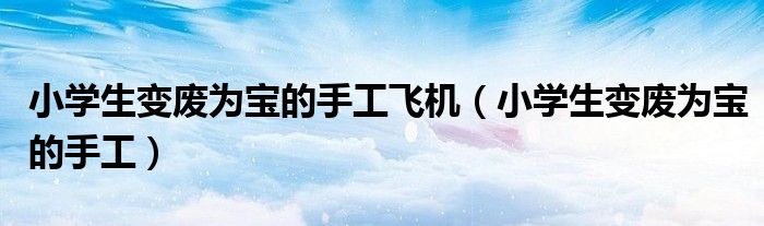 小學(xué)生變廢為寶的手工飛機(jī)（小學(xué)生變廢為寶的手工）