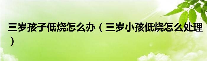 三歲孩子低燒怎么辦（三歲小孩低燒怎么處理）