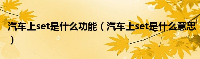 汽車上set是什么功能（汽車上set是什么意思）