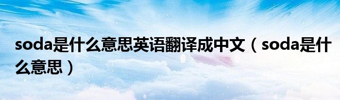 soda是什么意思英語(yǔ)翻譯成中文（soda是什么意思）