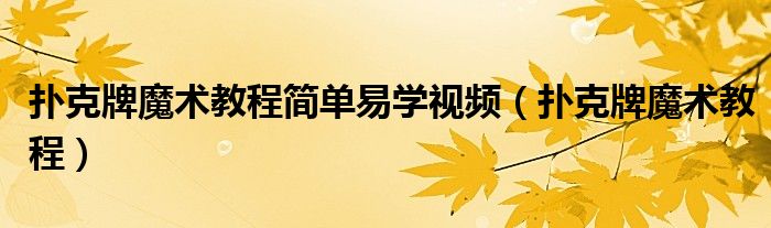 撲克牌魔術(shù)教程簡(jiǎn)單易學(xué)視頻（撲克牌魔術(shù)教程）