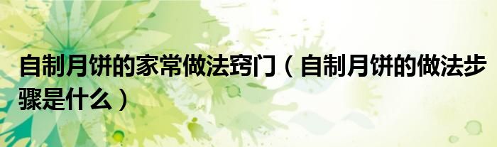 自制月餅的家常做法竅門(mén)（自制月餅的做法步驟是什么）