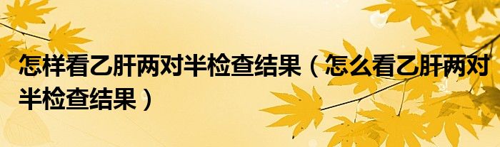 怎樣看乙肝兩對(duì)半檢查結(jié)果（怎么看乙肝兩對(duì)半檢查結(jié)果）