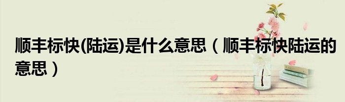 順豐標快(陸運)是什么意思（順豐標快陸運的意思）