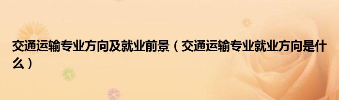 交通運輸專業(yè)方向及就業(yè)前景（交通運輸專業(yè)就業(yè)方向是什么）