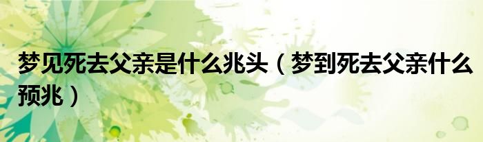 夢見死去父親是什么兆頭（夢到死去父親什么預(yù)兆）