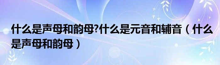 什么是聲母和韻母?什么是元音和輔音（什么是聲母和韻母）
