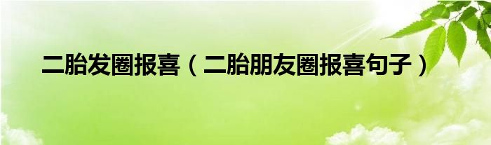 二胎發(fā)圈報喜（二胎朋友圈報喜句子）