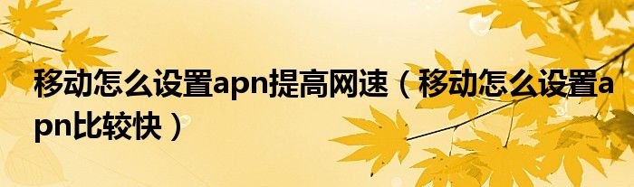 移動怎么設(shè)置apn提高網(wǎng)速（移動怎么設(shè)置apn比較快）