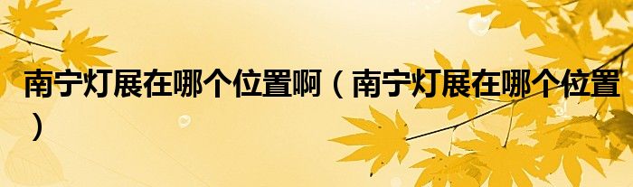 南寧燈展在哪個(gè)位置?。蠈師粽乖谀膫€(gè)位置）