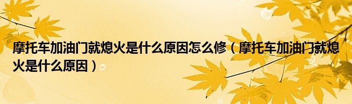 摩托車加油門就熄火是什么原因怎么修（摩托車加油門就熄火是什么原因）