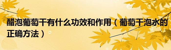 醋泡葡萄干有什么功效和作用（葡萄干泡水的正確方法）
