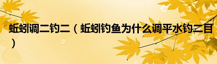 蚯蚓調(diào)二釣二（蚯蚓釣魚為什么調(diào)平水釣二目）