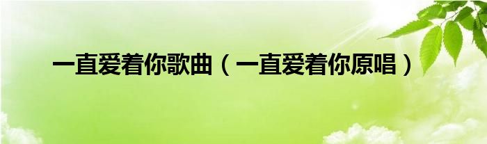 一直愛(ài)著你歌曲（一直愛(ài)著你原唱）