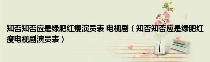 知否知否應(yīng)是綠肥紅瘦演員表 電視?。ㄖ裰駪?yīng)是綠肥紅瘦電視劇演員表）