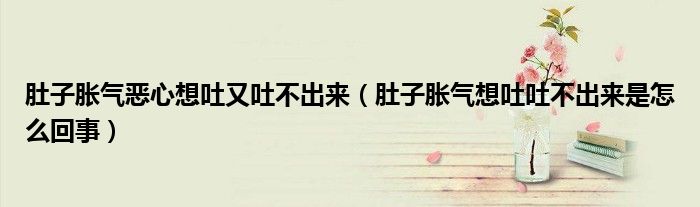 肚子脹氣惡心想吐又吐不出來(lái)（肚子脹氣想吐吐不出來(lái)是怎么回事）