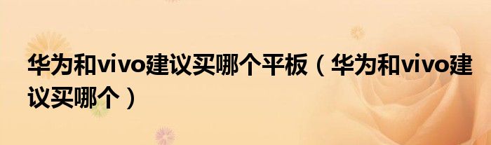 華為和vivo建議買哪個平板（華為和vivo建議買哪個）