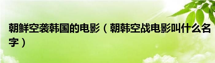 朝鮮空襲韓國的電影（朝韓空戰(zhàn)電影叫什么名字）