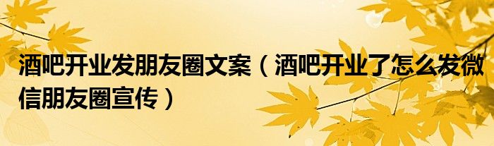 酒吧開業(yè)發(fā)朋友圈文案（酒吧開業(yè)了怎么發(fā)微信朋友圈宣傳）