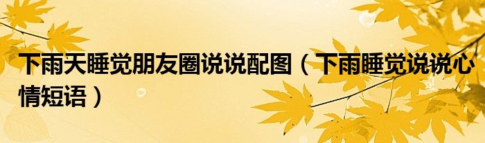 下雨天睡覺朋友圈說說配圖（下雨睡覺說說心情短語）