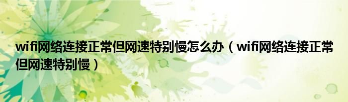 wifi網(wǎng)絡連接正常但網(wǎng)速特別慢怎么辦（wifi網(wǎng)絡連接正常但網(wǎng)速特別慢）