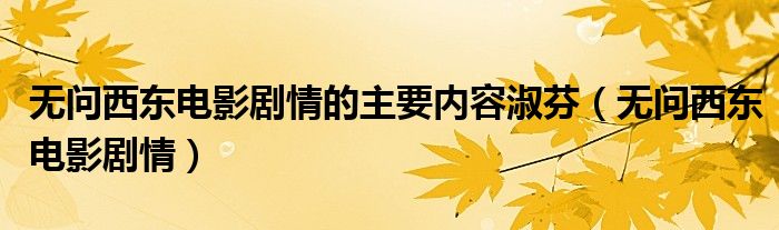 無(wú)問(wèn)西東電影劇情的主要內(nèi)容淑芬（無(wú)問(wèn)西東電影劇情）