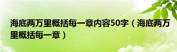 海底兩萬里概括每一章內(nèi)容50字（海底兩萬里概括每一章）