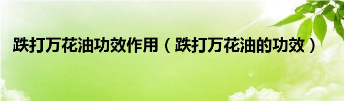 跌打萬花油功效作用（跌打萬花油的功效）