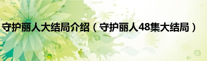 守護(hù)麗人大結(jié)局介紹（守護(hù)麗人48集大結(jié)局）