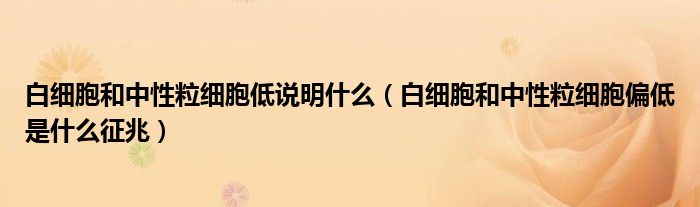 白細(xì)胞和中性粒細(xì)胞低說明什么（白細(xì)胞和中性粒細(xì)胞偏低是什么征兆）