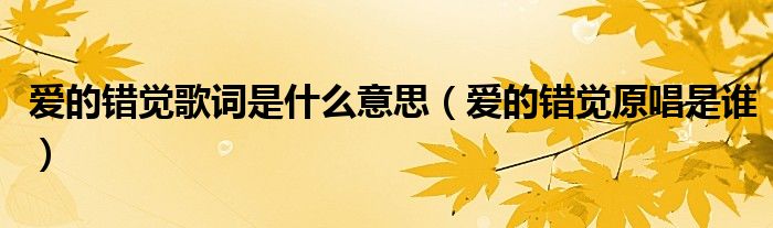 愛(ài)的錯(cuò)覺(jué)歌詞是什么意思（愛(ài)的錯(cuò)覺(jué)原唱是誰(shuí)）