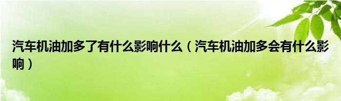 汽車機油加多了有什么影響什么（汽車機油加多會有什么影響）