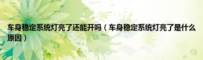 車身穩(wěn)定系統(tǒng)燈亮了還能開嗎（車身穩(wěn)定系統(tǒng)燈亮了是什么原因）