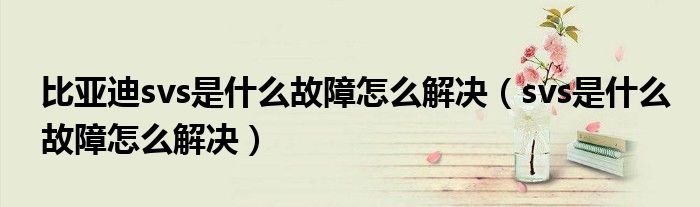 比亞迪svs是什么故障怎么解決（svs是什么故障怎么解決）