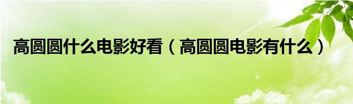 高圓圓什么電影好看（高圓圓電影有什么）