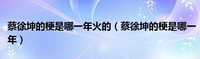 蔡徐坤的梗是哪一年火的（蔡徐坤的梗是哪一年）