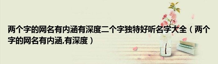 兩個(gè)字的網(wǎng)名有內(nèi)涵有深度二個(gè)字獨(dú)特好聽(tīng)名字大全（兩個(gè)字的網(wǎng)名有內(nèi)涵,有深度）