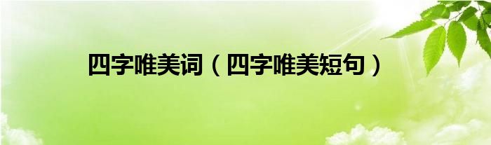 四字唯美詞（四字唯美短句）