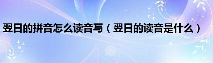 翌日的拼音怎么讀音寫（翌日的讀音是什么）