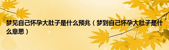 夢見自己懷孕大肚子是什么預(yù)兆（夢到自己懷孕大肚子是什么意思）