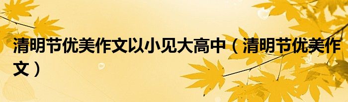 清明節(jié)優(yōu)美作文以小見大高中（清明節(jié)優(yōu)美作文）